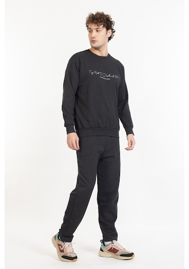 Erkek Kışlık Baskılı Eşofman Takımı Tampap Knt-01- Antrasit