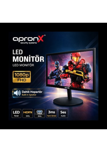 Apx-nws22 22" Led 1080p Vga+hdmi+dahili Hoparlör