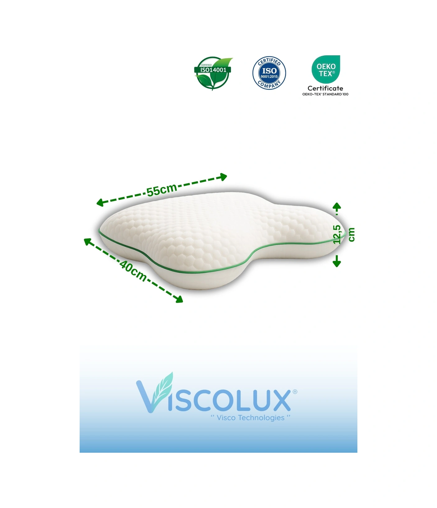 Horlama Azaltıcı Yastık - Horlama Önleyici Ortopedik Visco Yastık 55x40x12/10 Yeşil