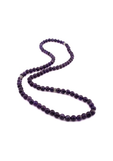 Hem Bileklik - Hem Kolye - Hem Tesbih 99Lu Mor Ametist Doğaltaş T N11.6230