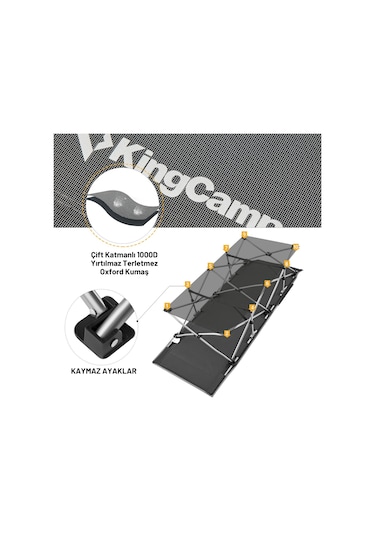 Kingcamp Willow Ultra Katlanır Kampet Portatif Kamp Yatağı Grey Gri