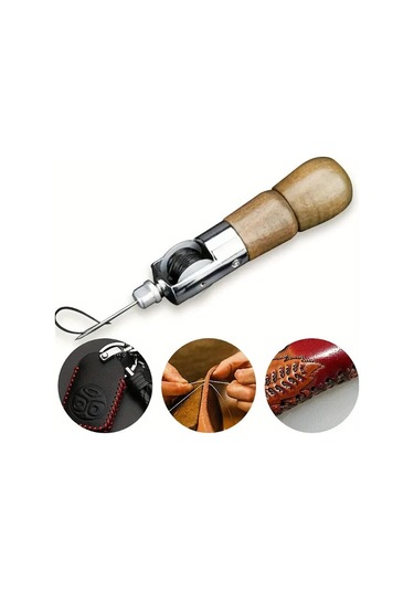 Chuangyinshop 1set Profesyonel Deri Dikiş Biz Seti Ahşap Saplı Dıy Tamir Kiti