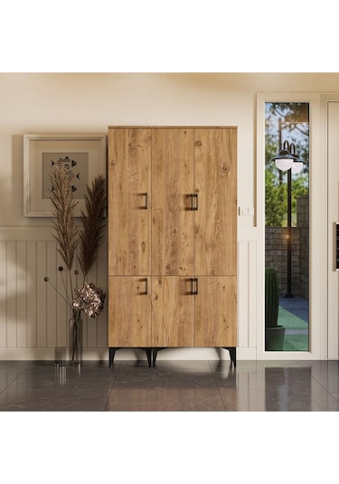 Set 5103-5104 Inca 6 Kapaklı 5 Askılı Raflı Portmanto Atlantik Çam Çam