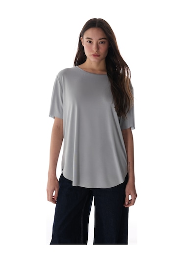 Penti Gri Bisiklet Yaka Oversize  Modal T-Shirt