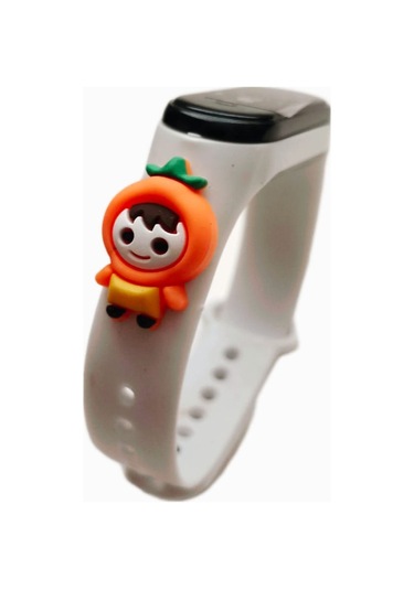 Renkli Led Ekranlı Silikon Kordonlu Kol Saati Beyaz Turuncu