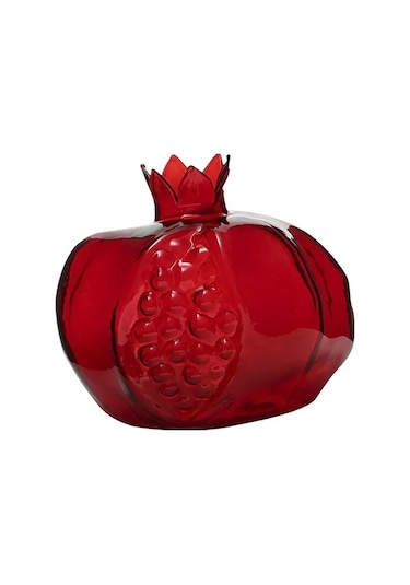 Pazly Nar Şekilli Dekoratif Cam Vazo - Çiçekler Ve Merkez Parçası İçin 10 Cm Şık Tasarım