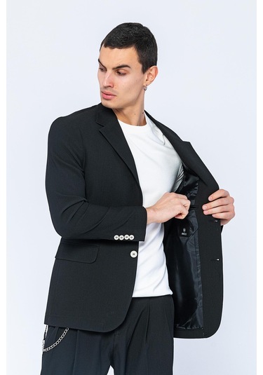 Cekmon Erkek Slim Fit Cepli Düğmeli Bürümcük Kumaş Klasik Ceket 001