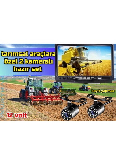 Tarım Araçlarına 7'' Monitör Ve 2 Adet Beyaz Ledli Kamera Seti