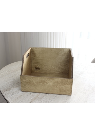 Ahşap Lp Plak Sandığı - Organizer Kutu - Wooden Lp Record Box Ceviz