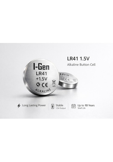 I-gen Lr41 1.5v Alkalin Düğme Pil Ag3, G3, 192, L736 20'li Paket