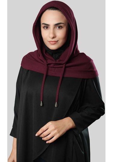 Bordo Bağcıklı Salaş Balaklava Boyunluklu Bere Triko Düz 2326 16 Bordo