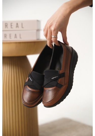 Garantili D0312 Günlük Ortopedik Kadın Babet Ayakkabı Taba