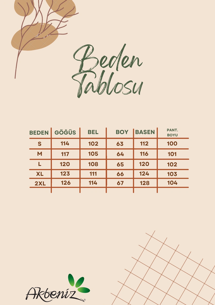 Akbeniz Kadın Oversize Gri Çiçek Desenli Pamuklu Kalın Pijama Takımı Gri