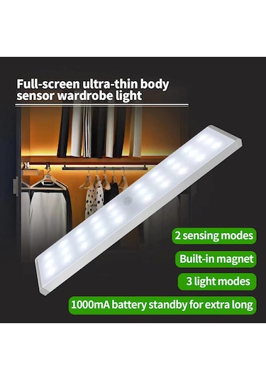 30 Led Hareket Sensörlü 20 Cm Dolap İçi Mutfak Koridor Merdiven Aydınlatma Işığı Led Işık Çok Renkli