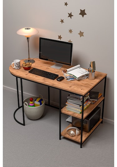 Çalışma Masası 125 Cm Bilgisayar Masası Çok Amaçlı Makyaj Masası Ofis Masası Yemek Masası Atlantik Kahverengi