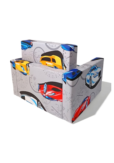 Katlanır Yer Yatağı - Çocuk Koltuğu - Bebek Yatağı 0-5 Yaş Gri Arabalı