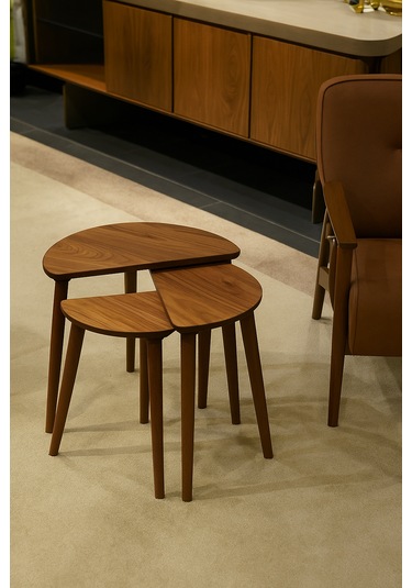 Roma 3'lü Zigon Sehpa %100 Mdf Yarım Ay Ahşap/urartu