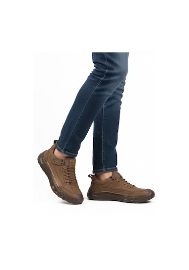 Bej Hakiki Deri Erkek Casual Yürüyüş Ayakkabısı Season M Bej
