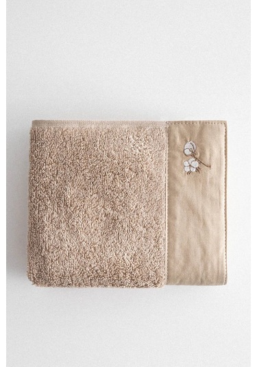 Ecocotton Pure Cotton Bej Bez Bordürlü %100 Organik Pamuk 2'li El Havlusu Seti - 30 50 Cm Bej