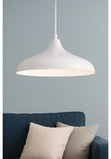 Nil Beyaz Renk Özel Tasarım Modern Dekoratif Cafe Sarkıt Cafe - Mutfak Tekli Avize Beyaz