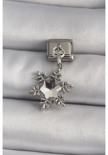 316l Çelik Gümüş Renk Zirkon Taşlı Kar Tanesi Model Nomination Charm Çok Renkli