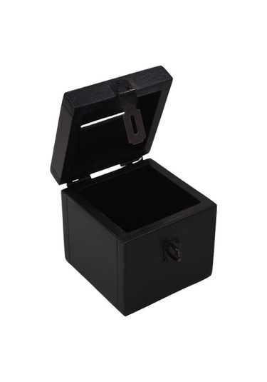 Siyah Ahşap Tipbox Asma Kilit Hediyeli 12x12cm Yük12cm