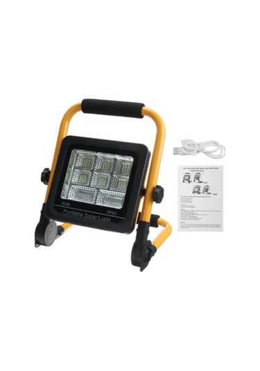 50 Watt Güneş Enerjili Solar Şarj Edilebilir Acil Durum Led Panel Sarı - Siyah