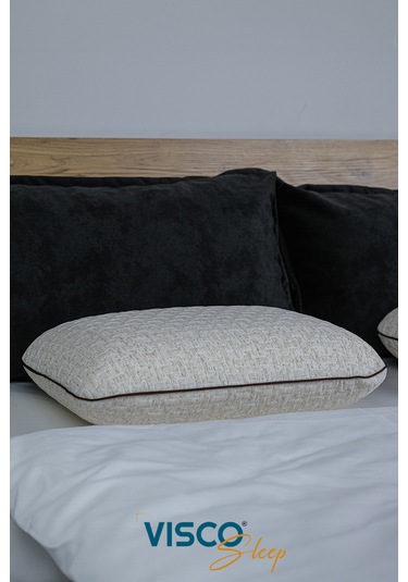 Visco Yastık Risus Ergonomik Yastık Doğal Keten Kılıf 60x40x15cm