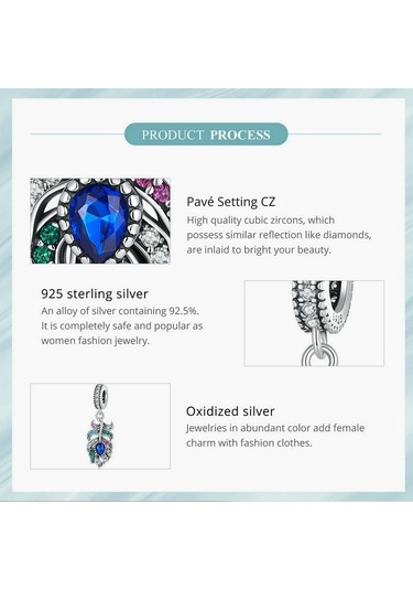 Wostu 925 Ayar Gümüş Tavuskuşu Tüyü Kolye Boncuk Bilezik Dıy Takı İçin Gümüş