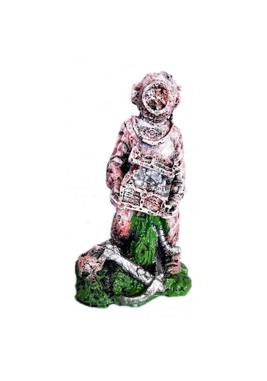 Balıkpet Gümüş Hazine Bulan Dalgıç Akvaryum Dekoru 13 CM