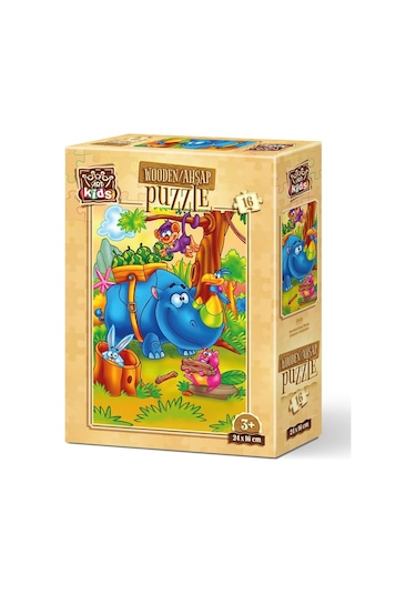 Art Kids Çalışkan Gergedan 16 Parça Ahşap Puzzle