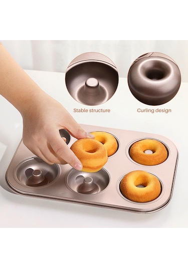 Adet Donut Pişirme Tepsisi Karbon Çelik Donut Kalıbı Tabak Poşet Kalıbı Altın