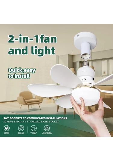 Boatshop1 Fıbrave Akıllı Led Tavan Fanı Çok Renkli 40w 52.07cm 3 Ayarlı Mod Uzaktan Kumanda Sessiz Çalışma E27 Taban Beyaz Yeşil Işık Göstergesi