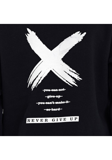 The Crow NEVER Erkek  Siyah Sweatshirt