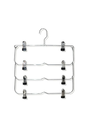 Chuangyinshop Siyah 8 Ayarlı Klipsli Katlanır Metal Pantolon Askısı - Gardırop Düzenleyici Siyah