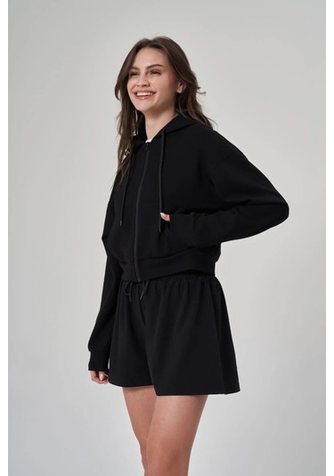 Exuma Kadın Fermuarlı Siyah Sweatshirt 1529109-siyah Siyah