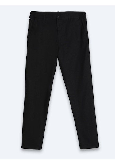 Kip Siyah Dokuma Relaxed Fit Casual Pamuk Karışımlı Pantolon