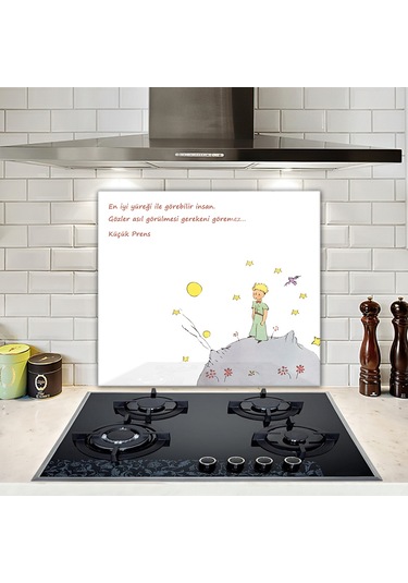 Decorita Cam Ocak Arkası Koruyucu|Küçük Prens Desenli|52cm x 60cm