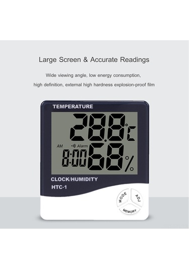 Dofolink Ev İçin Dijital Sıcaklık Ve Nem Ölçer Htc-1 - Duvar Veya Tepe Montajlı, Maksimum-minimum Belleği, Pil Dahil Değil