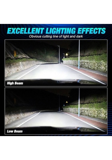 Geeksen Grafen T7s Direk Takma Tam Uyum Otomobil Led Farı H7 Siyah Fonksiyonel Lamba H7 Kısa