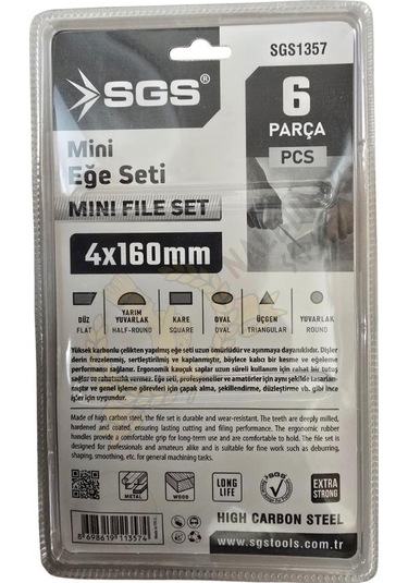 Sgs Saplı Mini Eğe Seti Ahşap Ve Metal 4 X 160 Mm. - 6 Farklı Parça