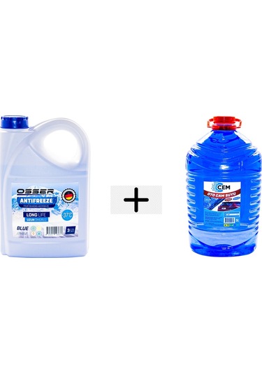 Cem Kışlık Set Cam Suyu 5 Lt Antifrizli -20 Derece +mavi Antifriz3 Lt -37 Derece