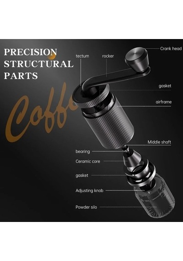 Trendooze Çok Fonksiyonlu El Krank Kahve İnce Öğütücü, Mini Beyaz-siyah Beyaz - Siyah