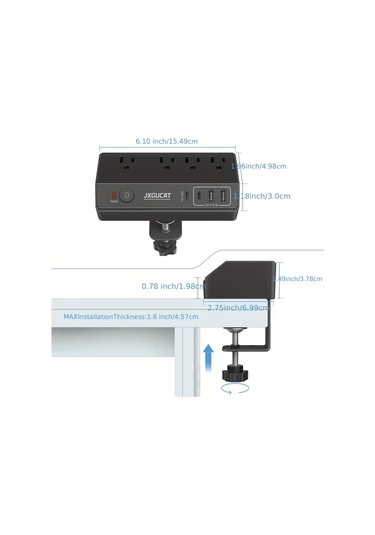 Xuweiwei Pd 20w Hızlı Şarj Jxgucat 4 Çıkışlı 4 Usb Portlu Xzh Us Standard Four Hole Clip Model Black Masaüstü Priz Uzatma Kablosu