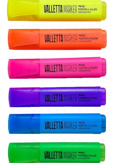 Valetta Meno 6'lı Canlı Renk Fosforlu Highlighter Kalem Seti