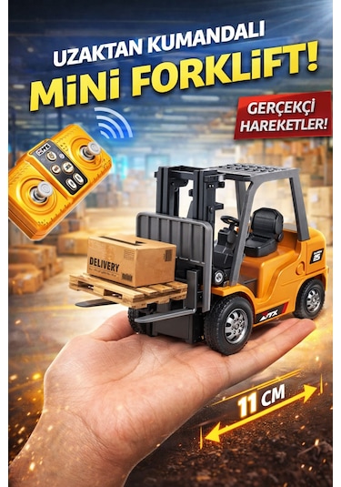 Oyuncak Mini Forklift Uzaktan Kumandalı Dahili Şarjlı Metal Gövde 11.5 Cm