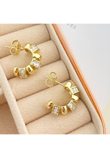 Halka Küpe Tırtıklı Küpe Kadın Serenay Küpe Kararmaz Xuping Gold Gold