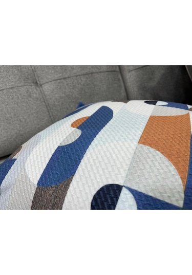 Nıvemeshome Geometrik Mavi Desenli 45x45 Kırlent Kılıfı Mavi-beyaz
