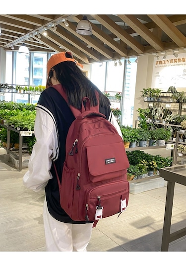 2023 Yeni Kore Modası Küçük Ortaokul Ve Lise Öğrencileri Okul Çantası-kırmızı