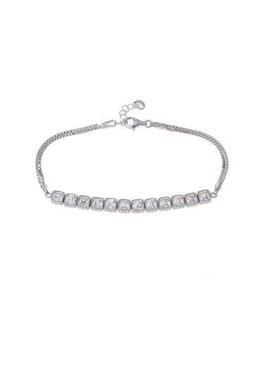 Kare Zirkon Taşlı Yarım Tur Model 925 Ayar Gümüş Kadın Bileklik Gümüş